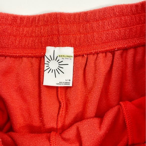 OFFLINE by Aerie Summer Lights Terry Cropped T-Shirt & Short Set Red L/XL - Picture 7 of 15